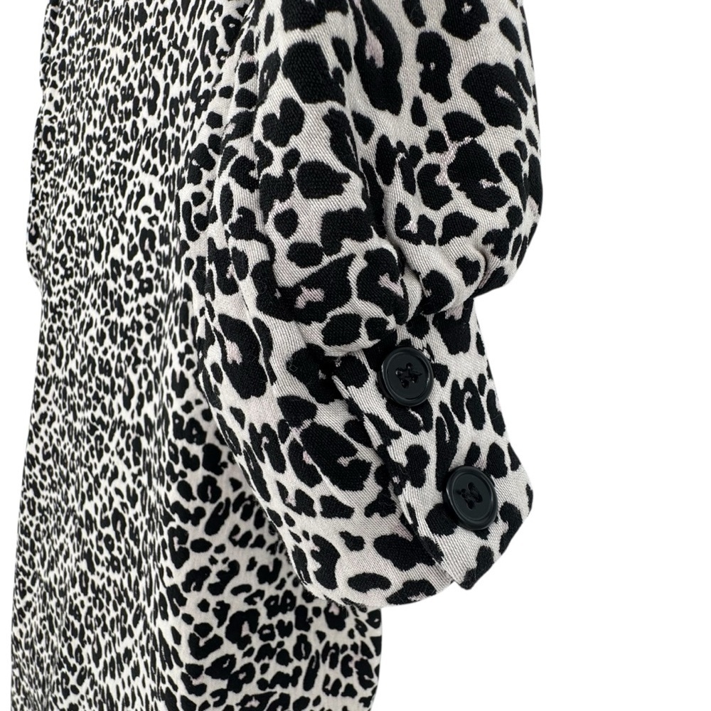 Karen Kane Black Cream Animal Cheetah Leopard V-Neck Short Sleeve Midi Dress XL - Picture 5 of 9